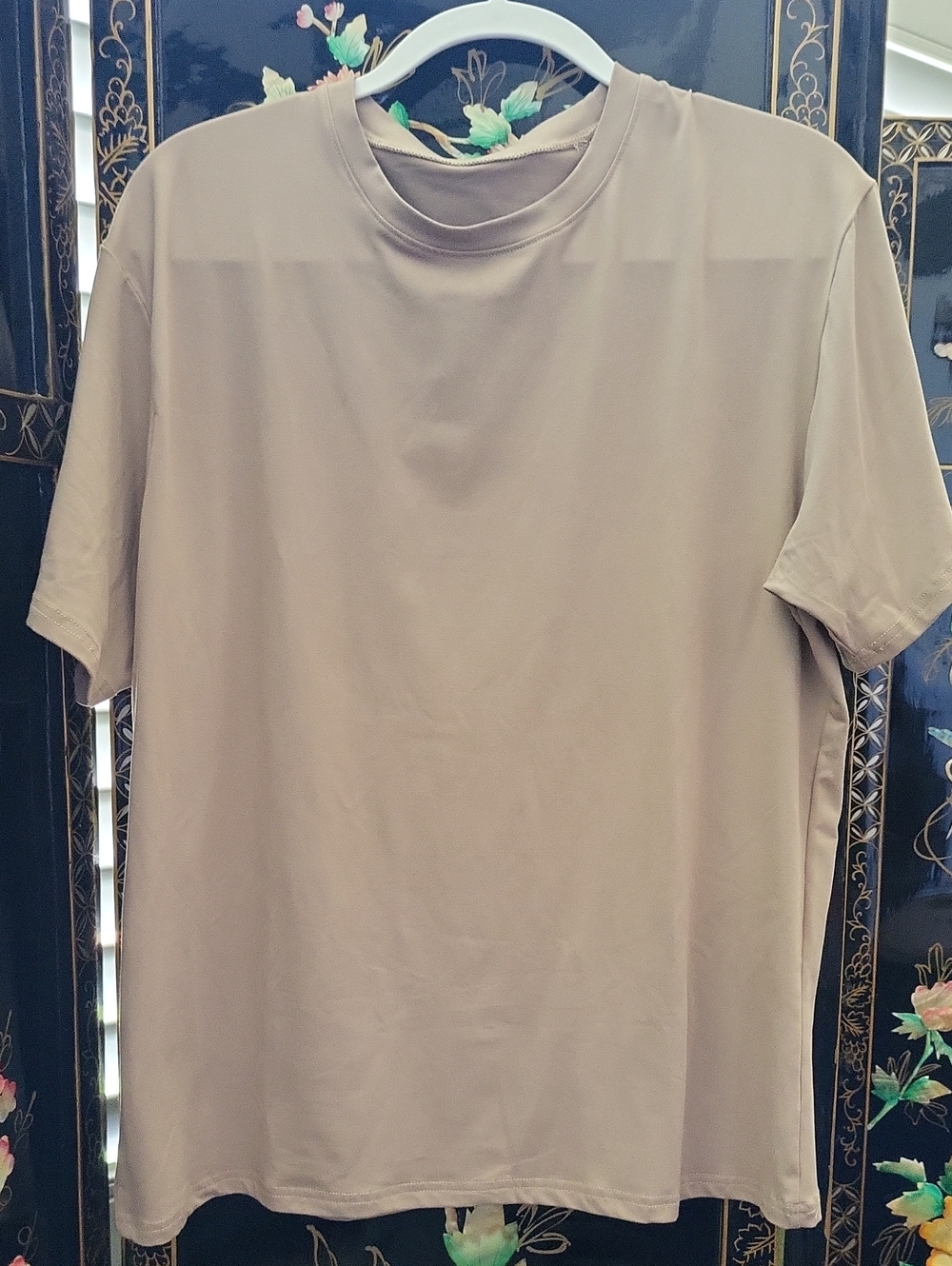 Men's Crew Neck Short Sleeve Shirt - Beige